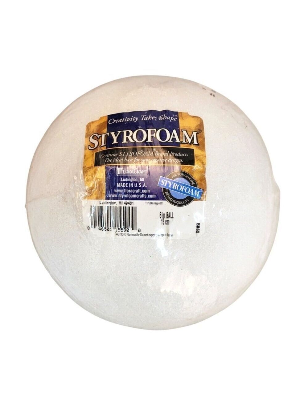Large 6" Styrofoam Craft Ball By FloraCraft Lightweight & Durable White Foam For